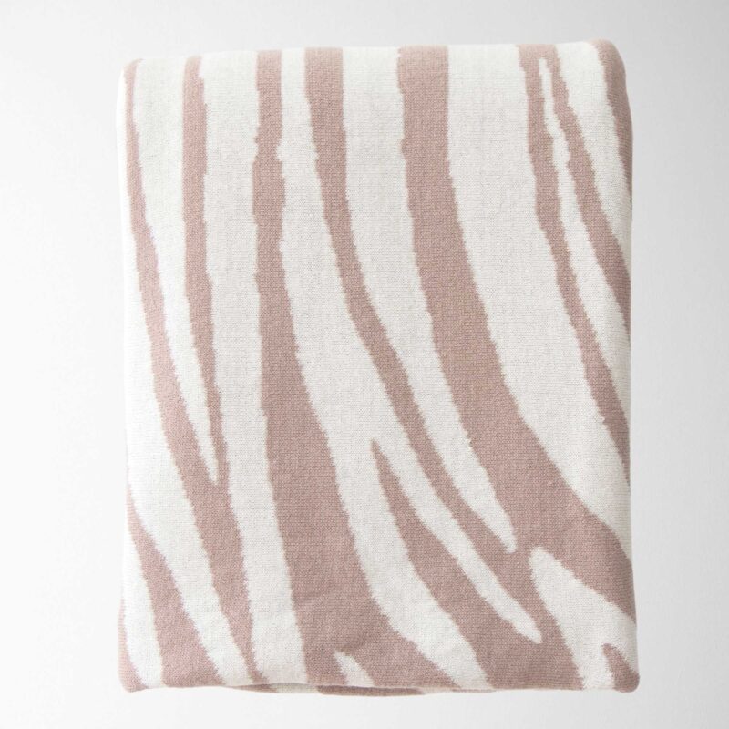 Rumi Zebra Cotton Knit Throw in Oyster