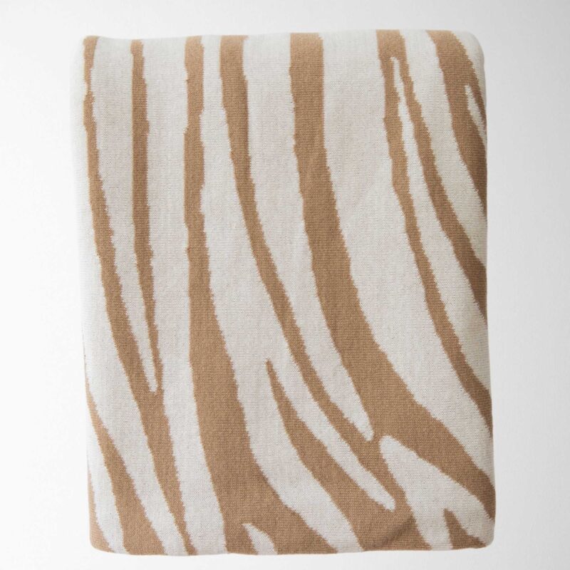 Rumi Zebra Cotton Knit Throw in Beige