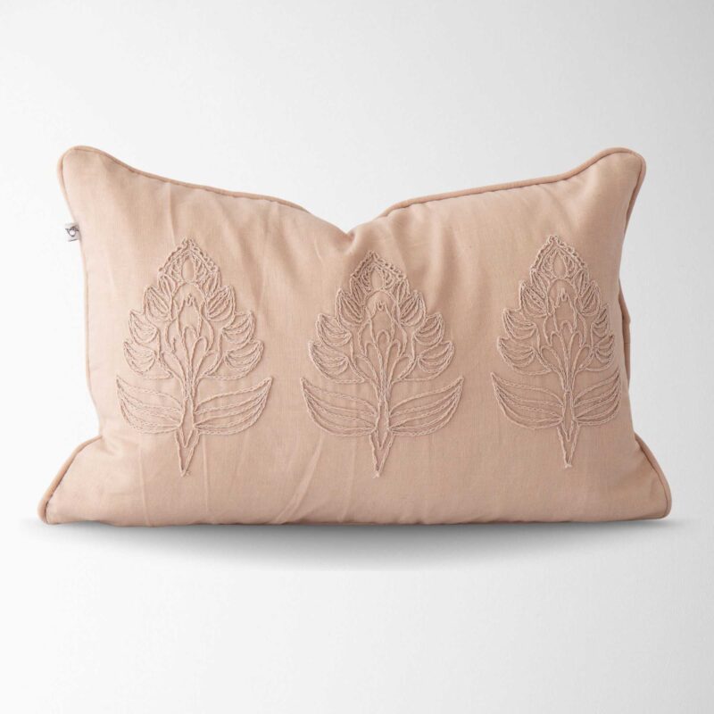 Eloise Embroidered Vintage Pillow in Rose