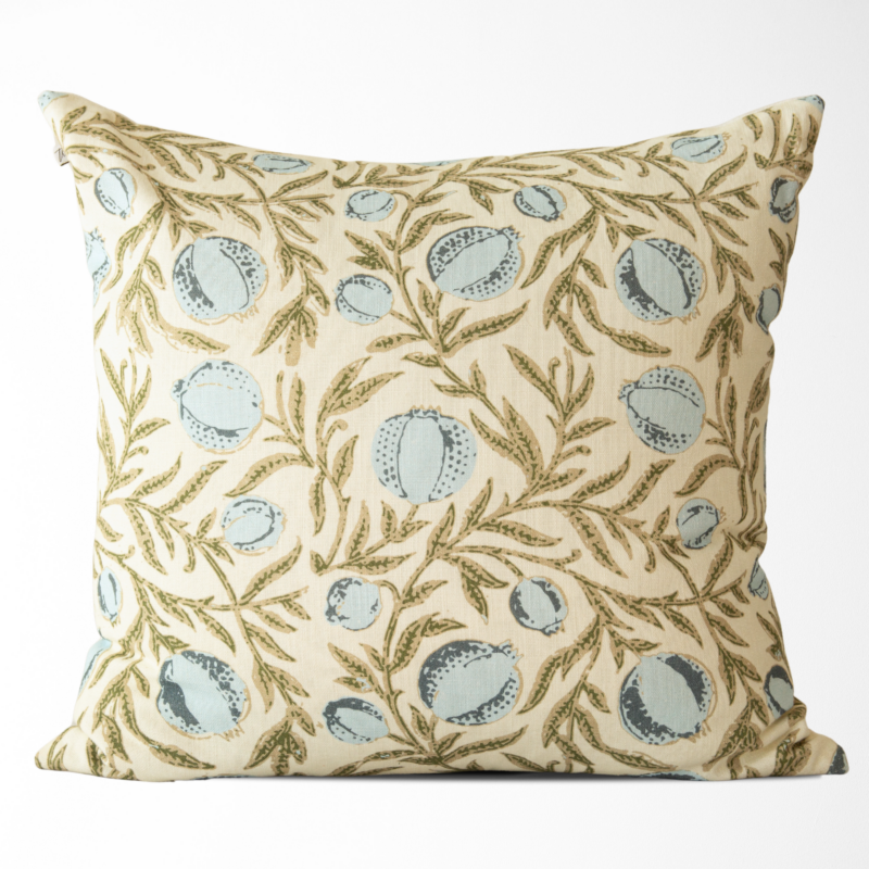 Alisa Blue Pomegranate Block Print Pillow Cover