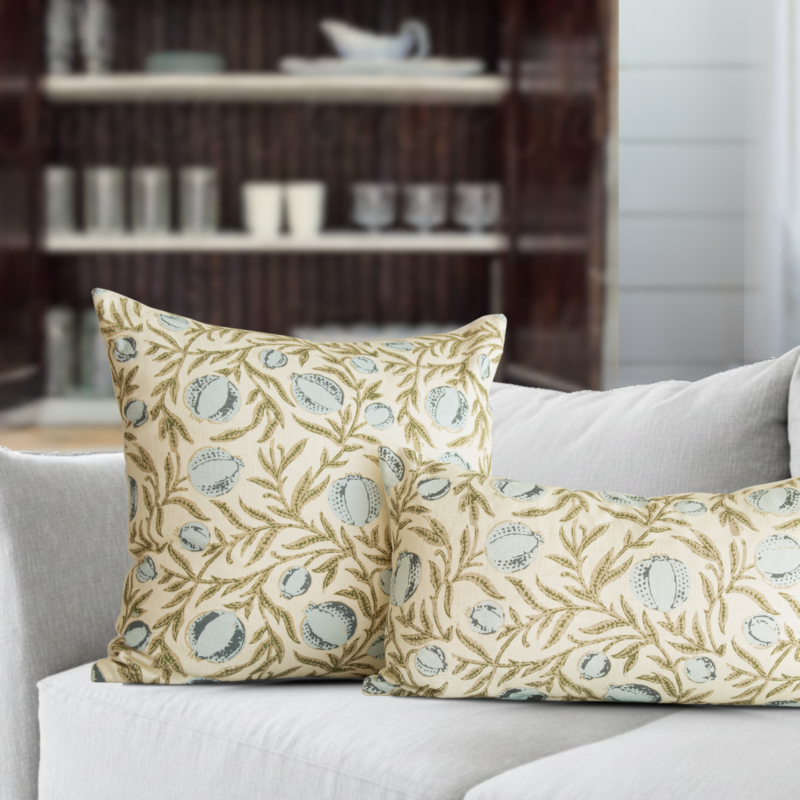 Alternative view of Alisa Blue Pomegranate Block Print Pillow Cover