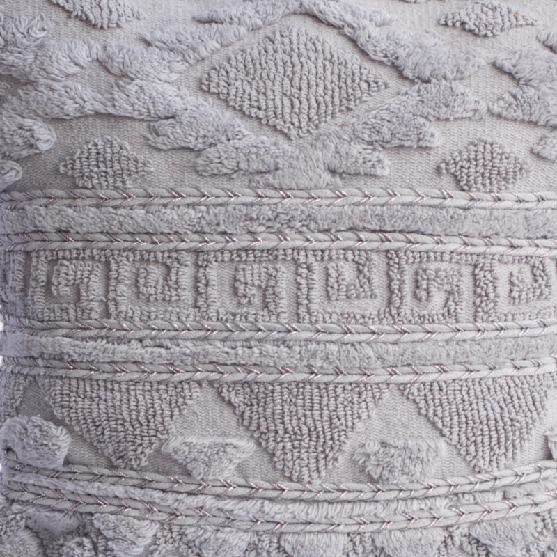 Alternative view of Greek Key Tufted Cotton Pillow in Gray – Stylish, Textured
