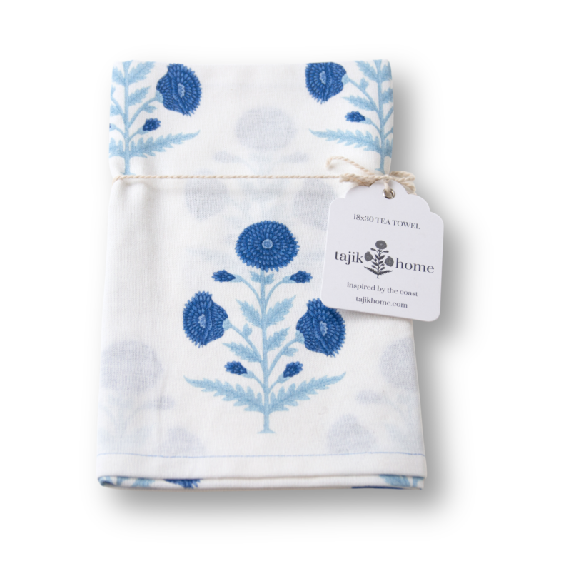 Alternative view of Amalthea Blue Block Print Tea Towel 2 Piece Set