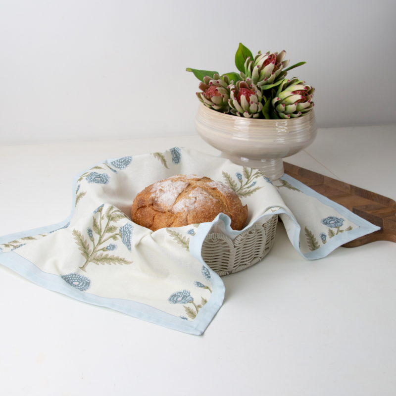 Alternative view of Flora Blue Block Print Tea Towel